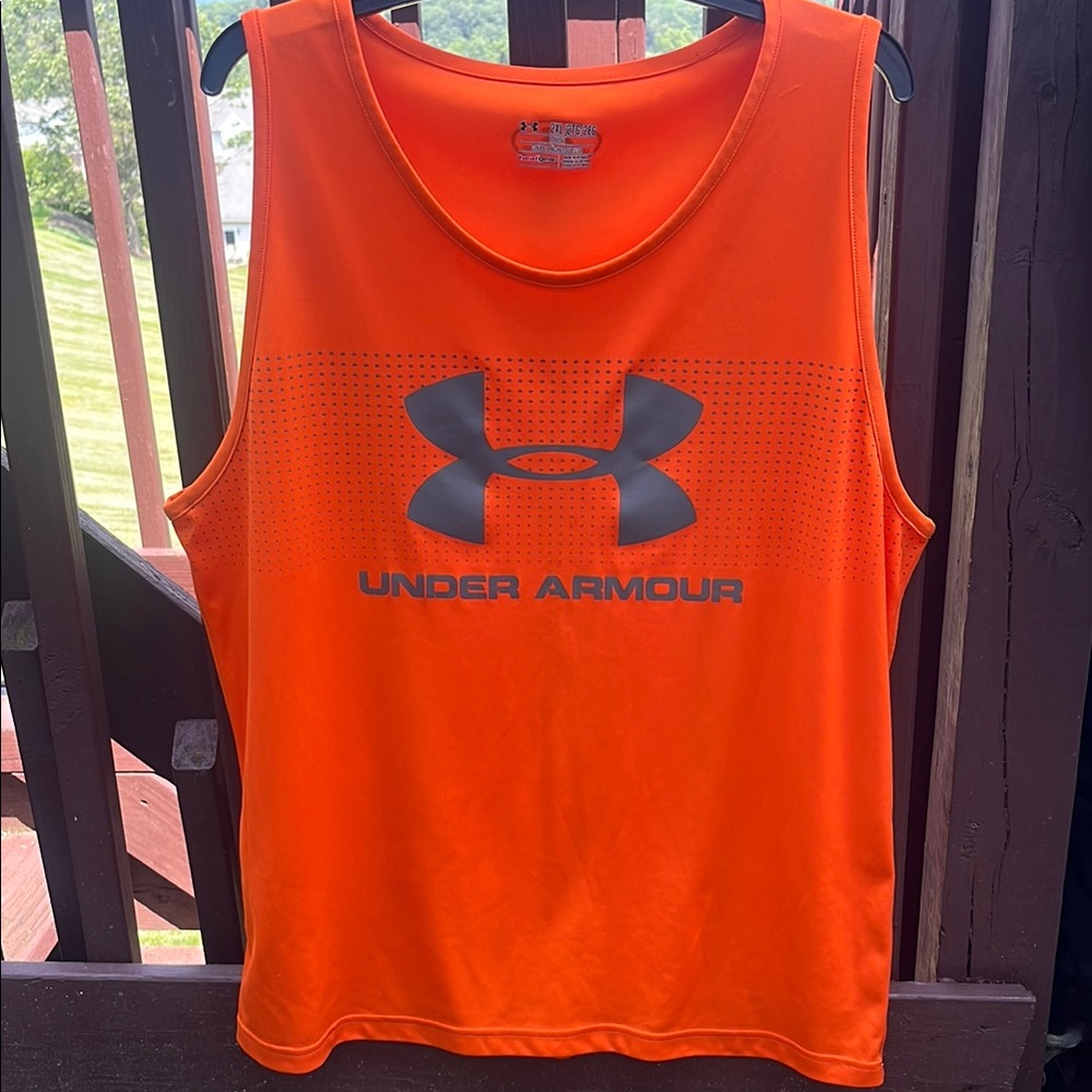 Under Armour Vibrant Orange Tee with Gray Logo, Excellent condition!